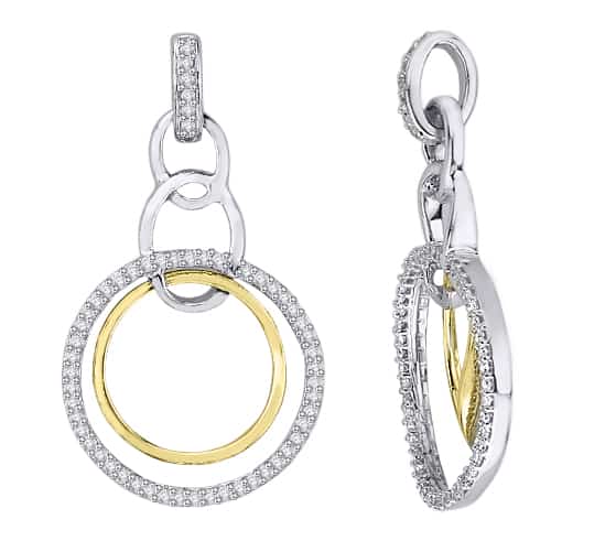 18k Circle Drop Two Tone Diamond Pendant 3.53g