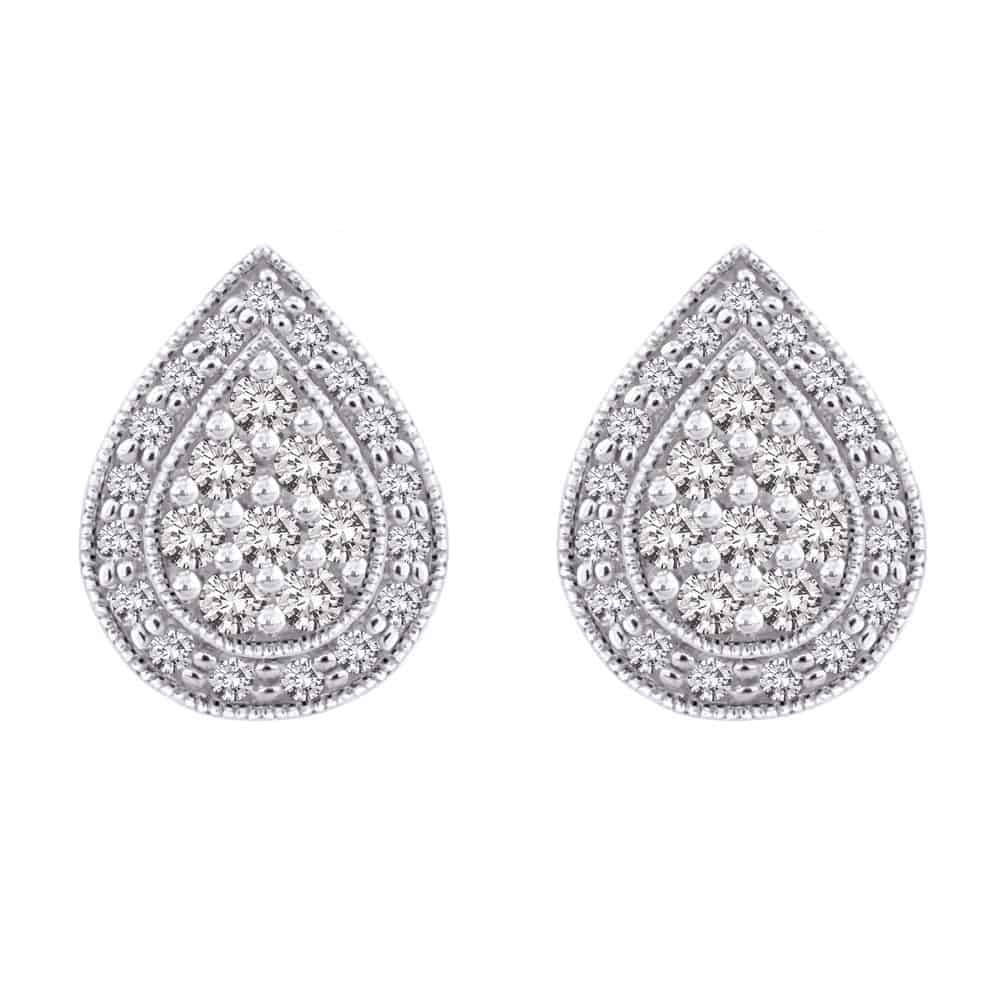 18k Cluster Pear Shaped Diamond Earrings 2.86g