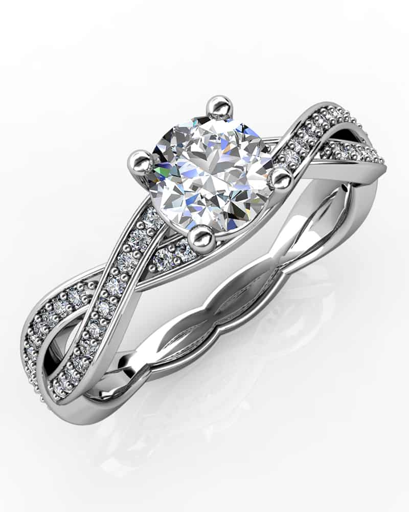 18k Twist Design Diamond Engagement Ring 4.5g