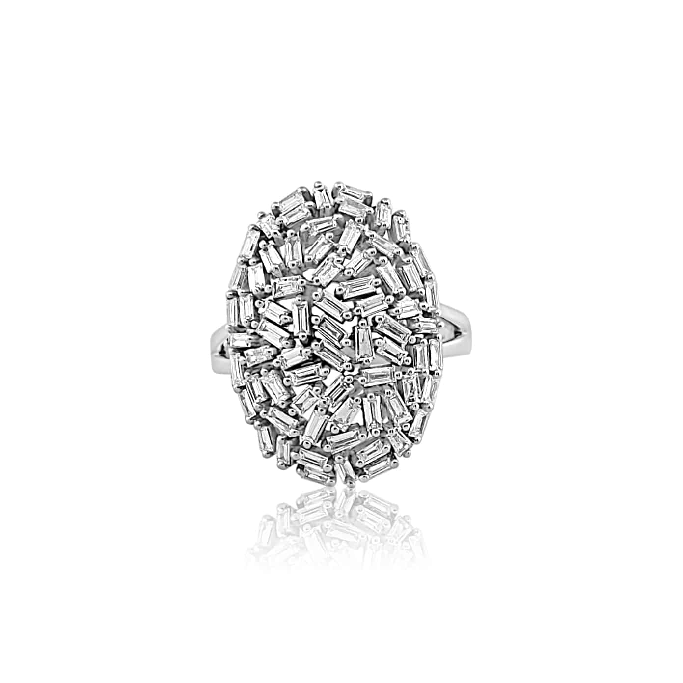18k Diamond Baguette Cluster Ring 4.8g