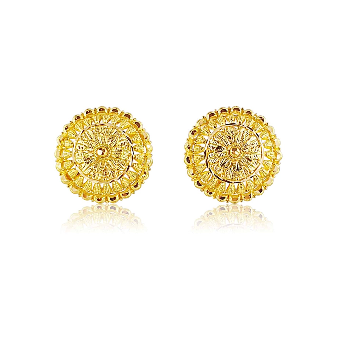 22k Round Patterned Earrings 4.01g