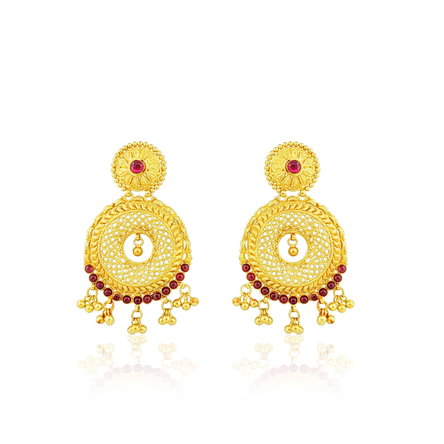 22k Ruby Disk Earrings 17.5g