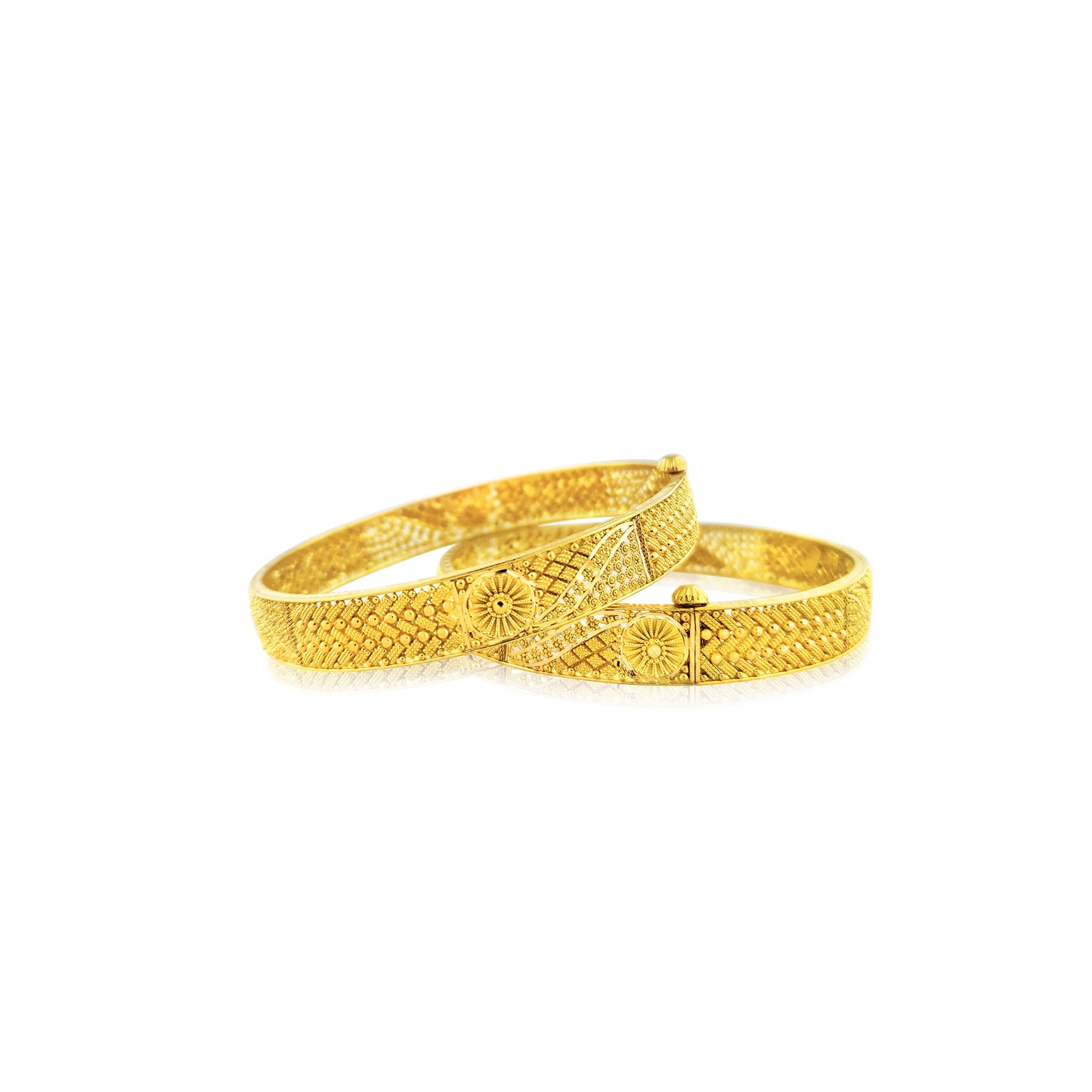 22k Floral Intricate Bangle Set 42.06g