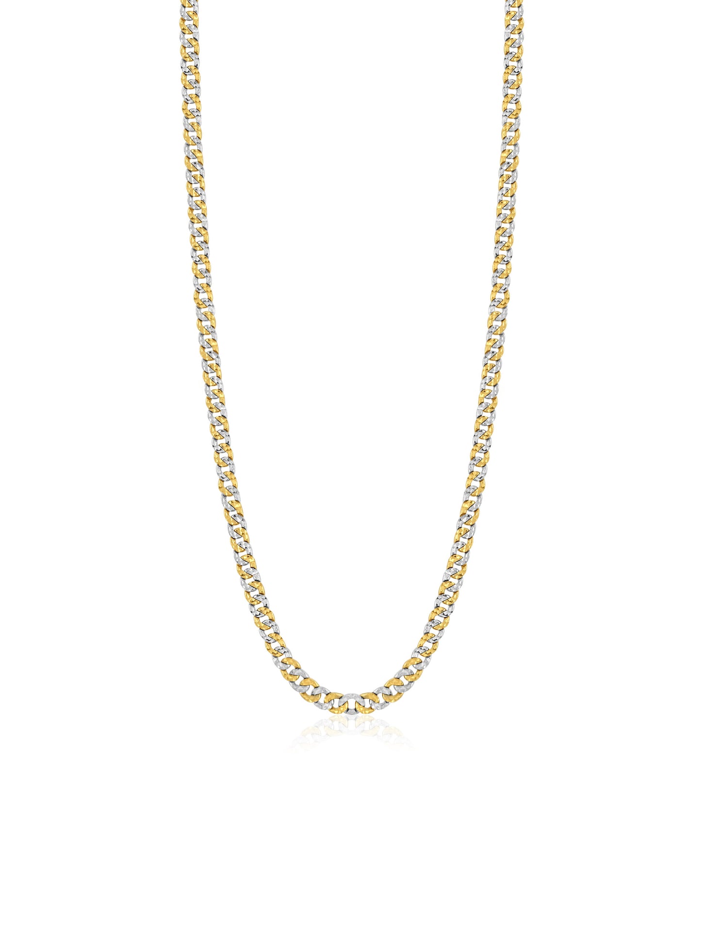 22k Two Tone Diamond Cut Curb Chain 29.7g-50cm
