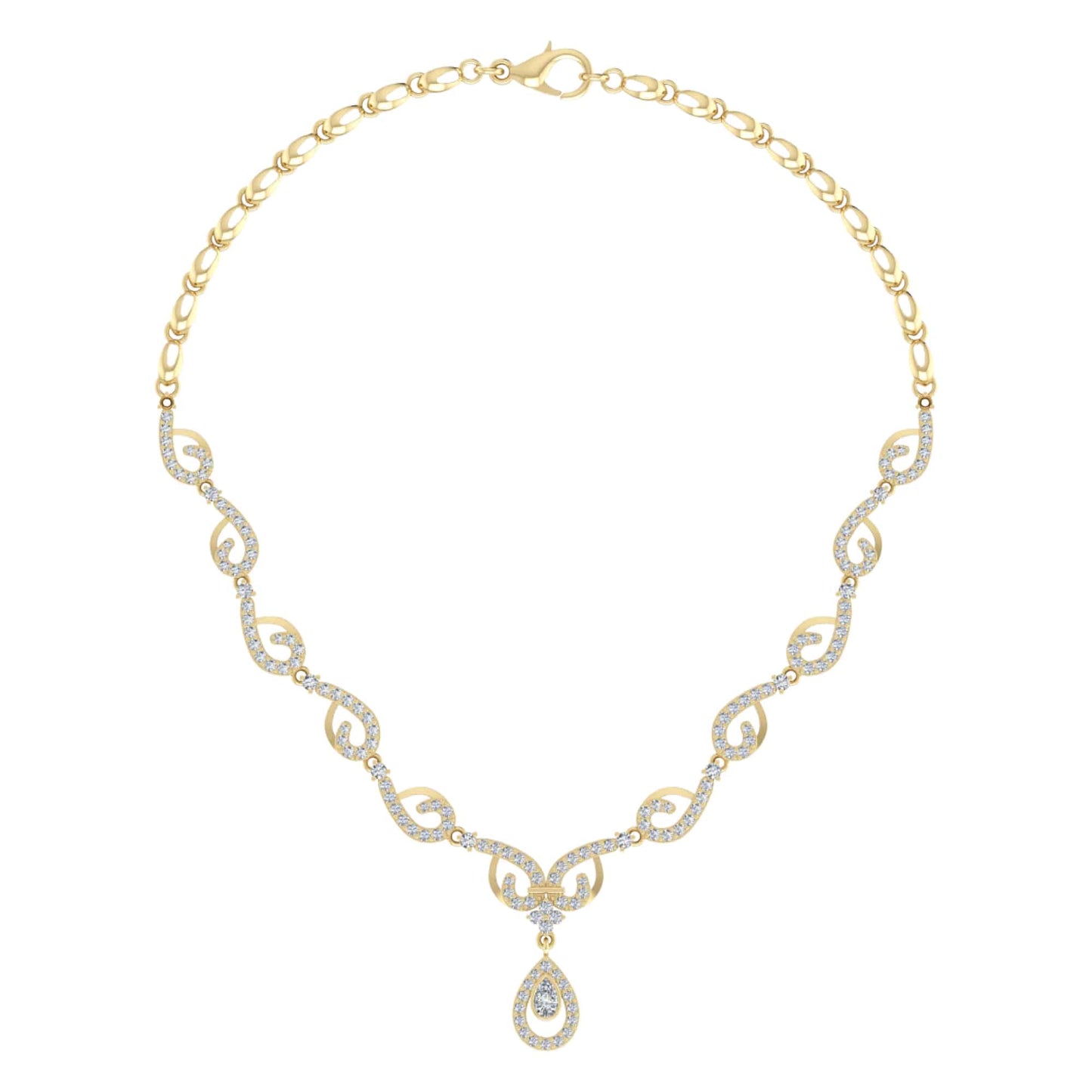18k Diamond Swirl Detail Necklace 17.37g