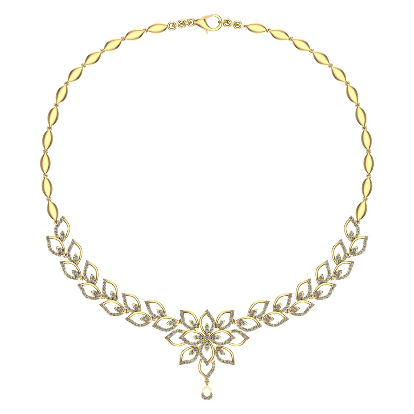 18k Diamond Leaf Style Necklace 25.10g