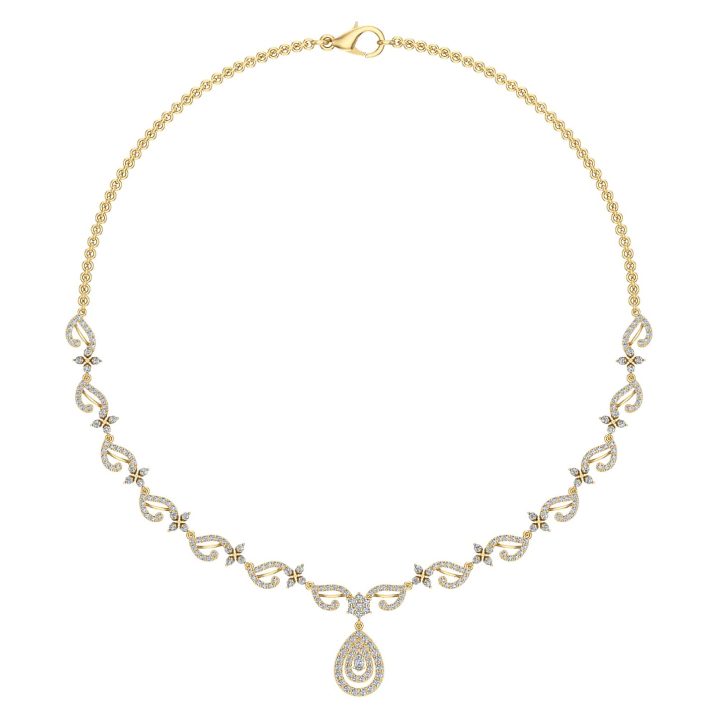 18k Diamond Leaf Detail Necklace 9.71g