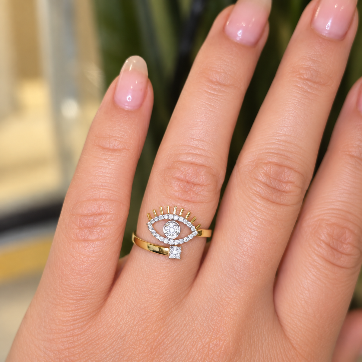 18k Diamond Evil Eye Ring - 2.62g