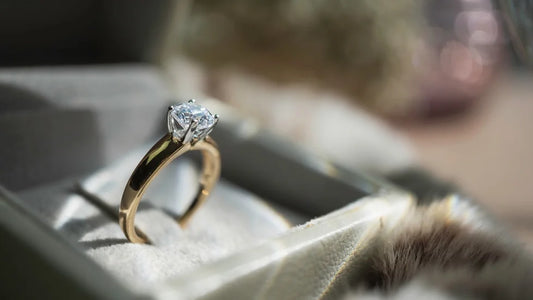 An engagement ring from a Perth jeweller featuring a diamond and gold band.