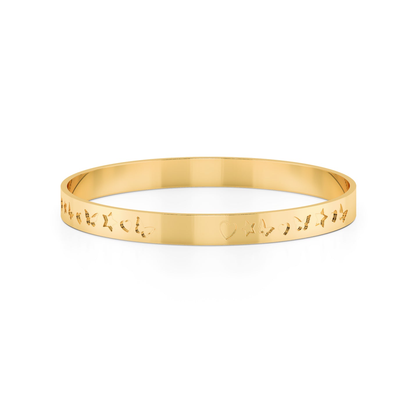 22k Butterfly Heart Star Pattern Custom Bangle 35g