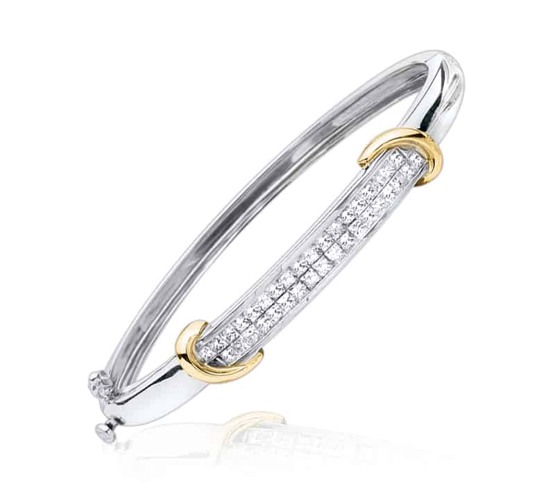 18k Two Tone Diamond Bangle 27.11g