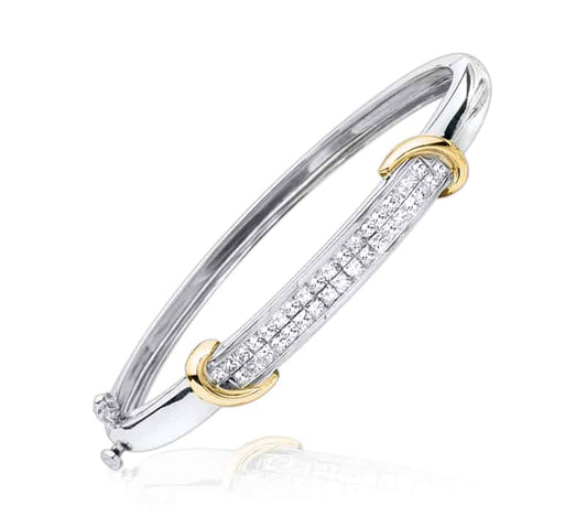 18k Two Tone Diamond Bangle 27.11g