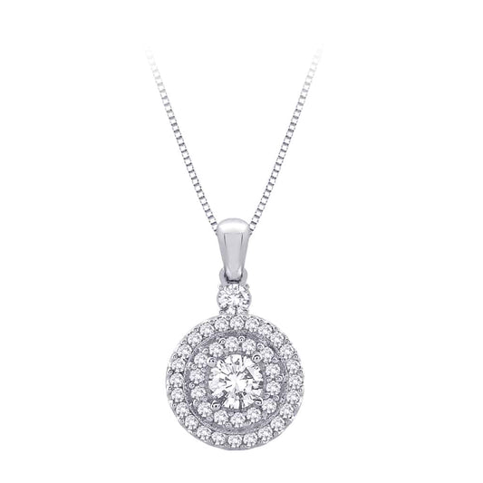 18k Double Halo Diamond Pendant 2.41g