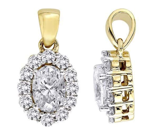 18k Oval Diamond Pendant 1.90g