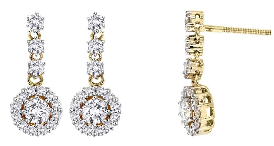 18k Drop Halo Diamond Earrings 3g