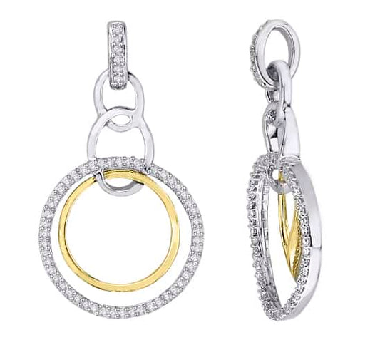 18k Circle Drop Two Tone Diamond Pendant 3.53g