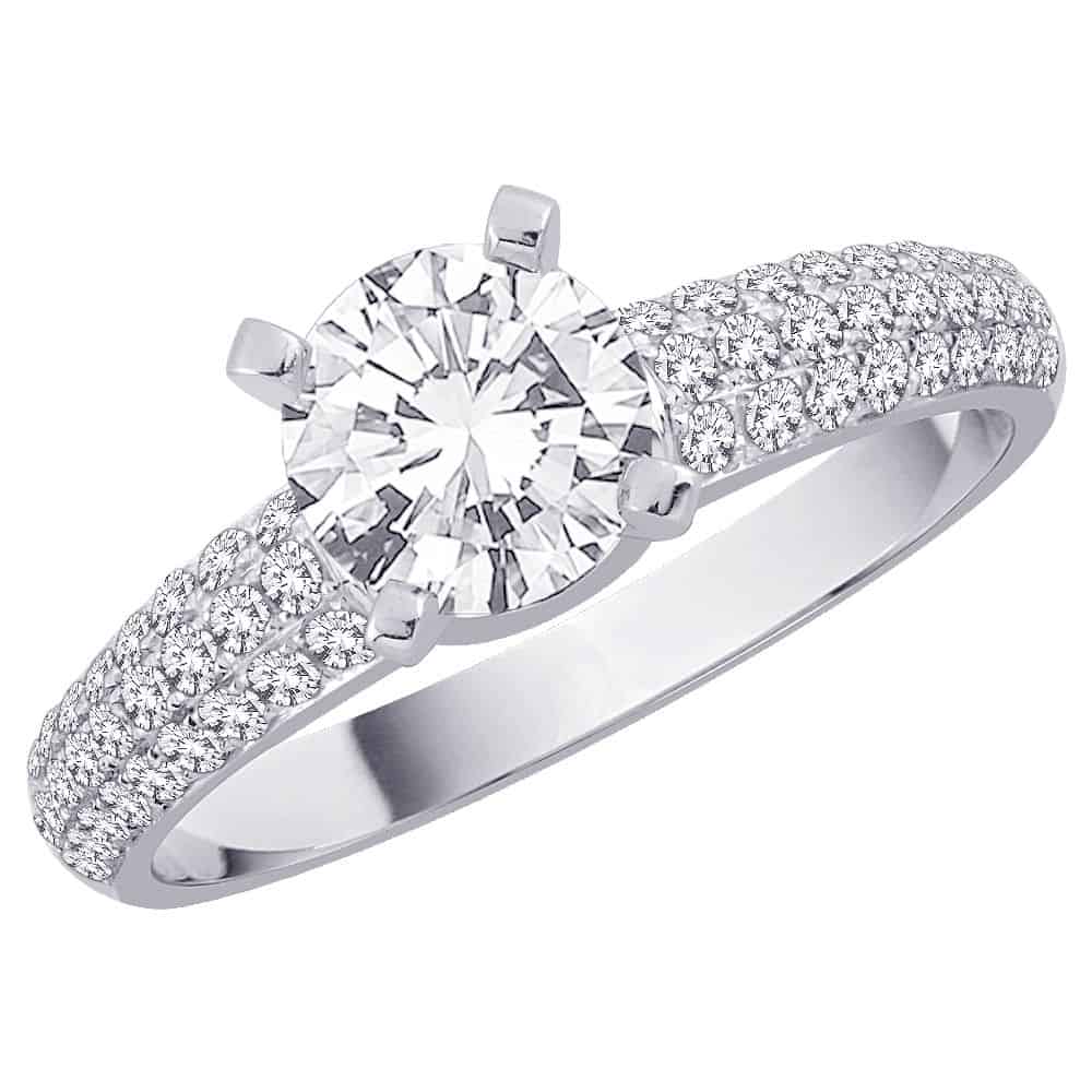 18k Side Cluster Diamond Engagement Ring 2.91g