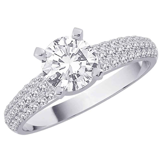 18k Side Cluster Diamond Engagement Ring 2.91g