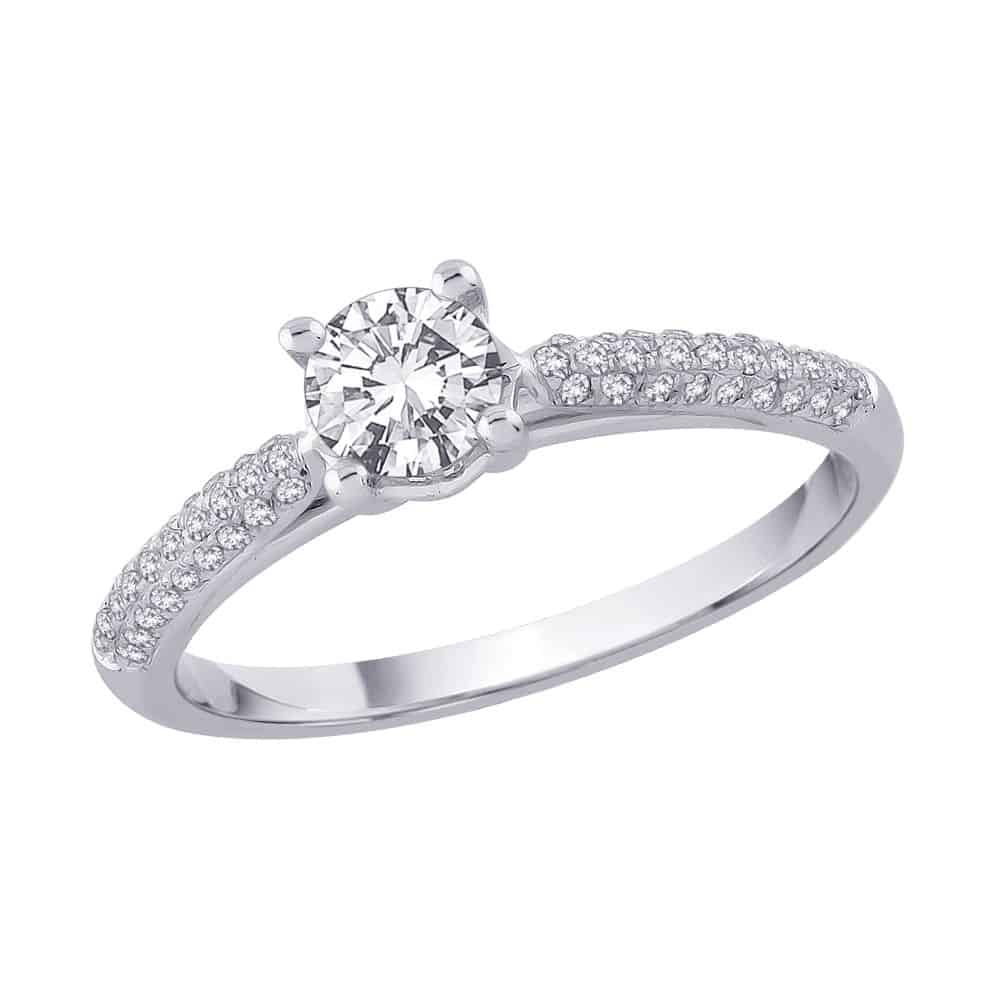 18k Side Cluster Diamond Engagement Ring 2.91g