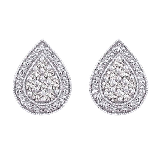 18k Cluster Pear Shaped Diamond Earrings 2.86g
