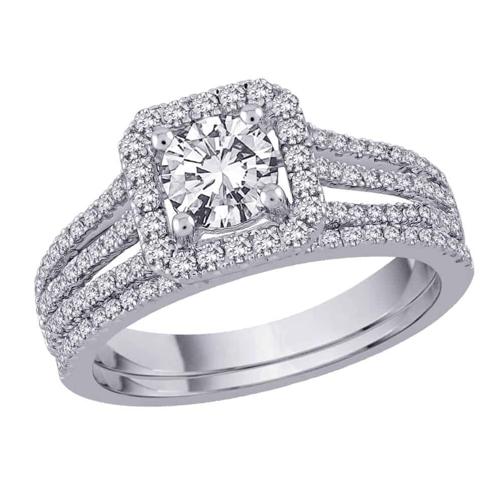 18k Halo Diamond Bridal Set 3.43g