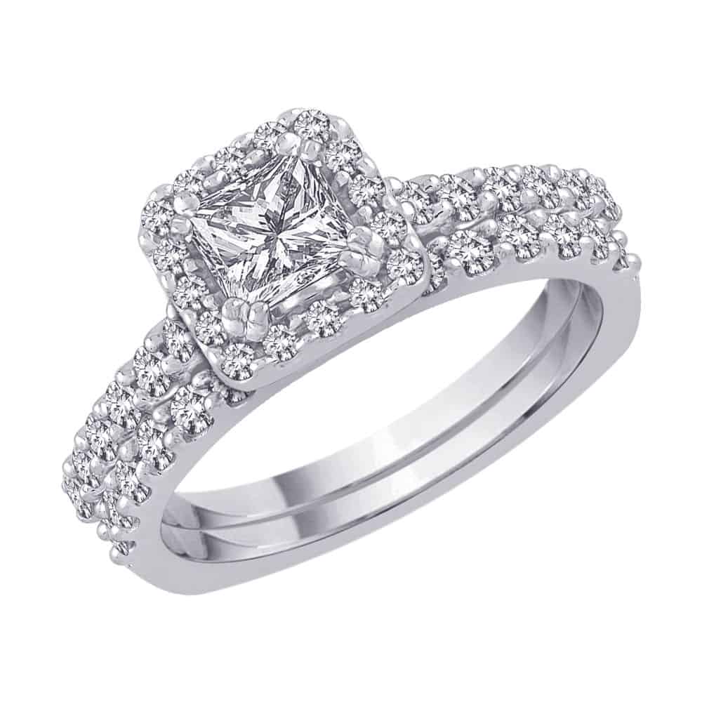 Platinum Halo Diamond Bridal Set 10.61g