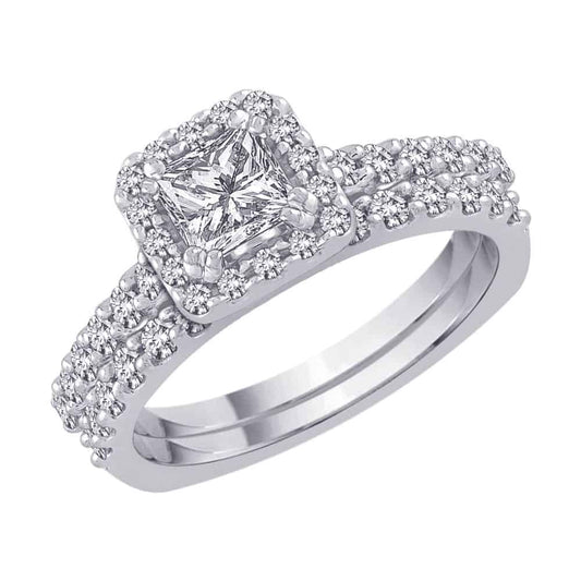 Platinum Halo Diamond Bridal Set 10.61g
