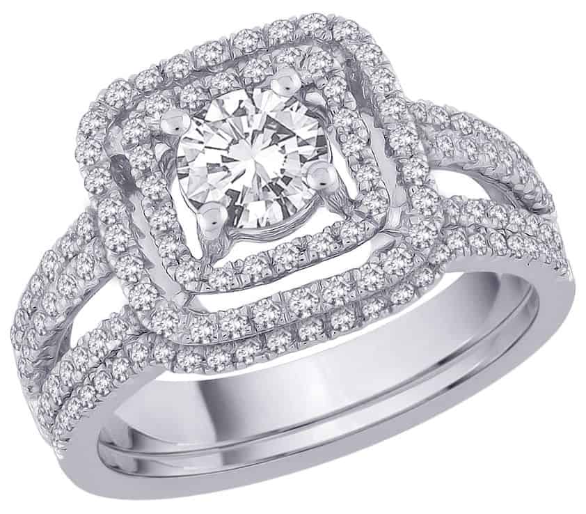 18k Spaced Double Halo Diamond Bridal Set 4.70g