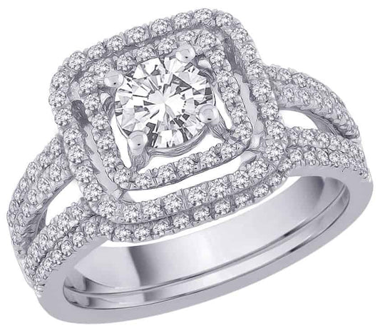 18k Spaced Double Halo Diamond Bridal Set 4.70g