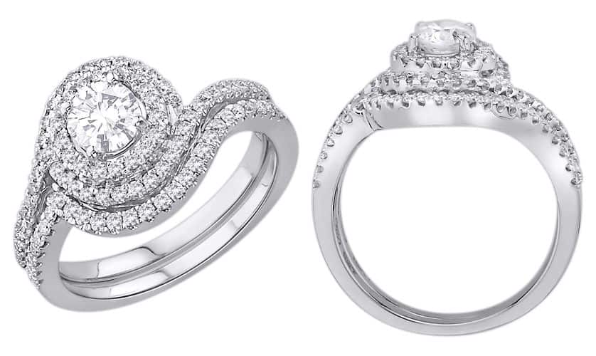 18k Swirl Detail Diamond Bridal Set 5.45g