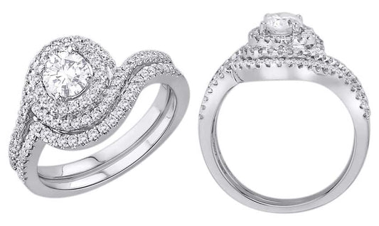 18k Swirl Detail Diamond Bridal Set 5.45g