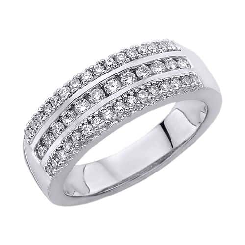 18k Three Row Diamond Dress Ring 8.17g