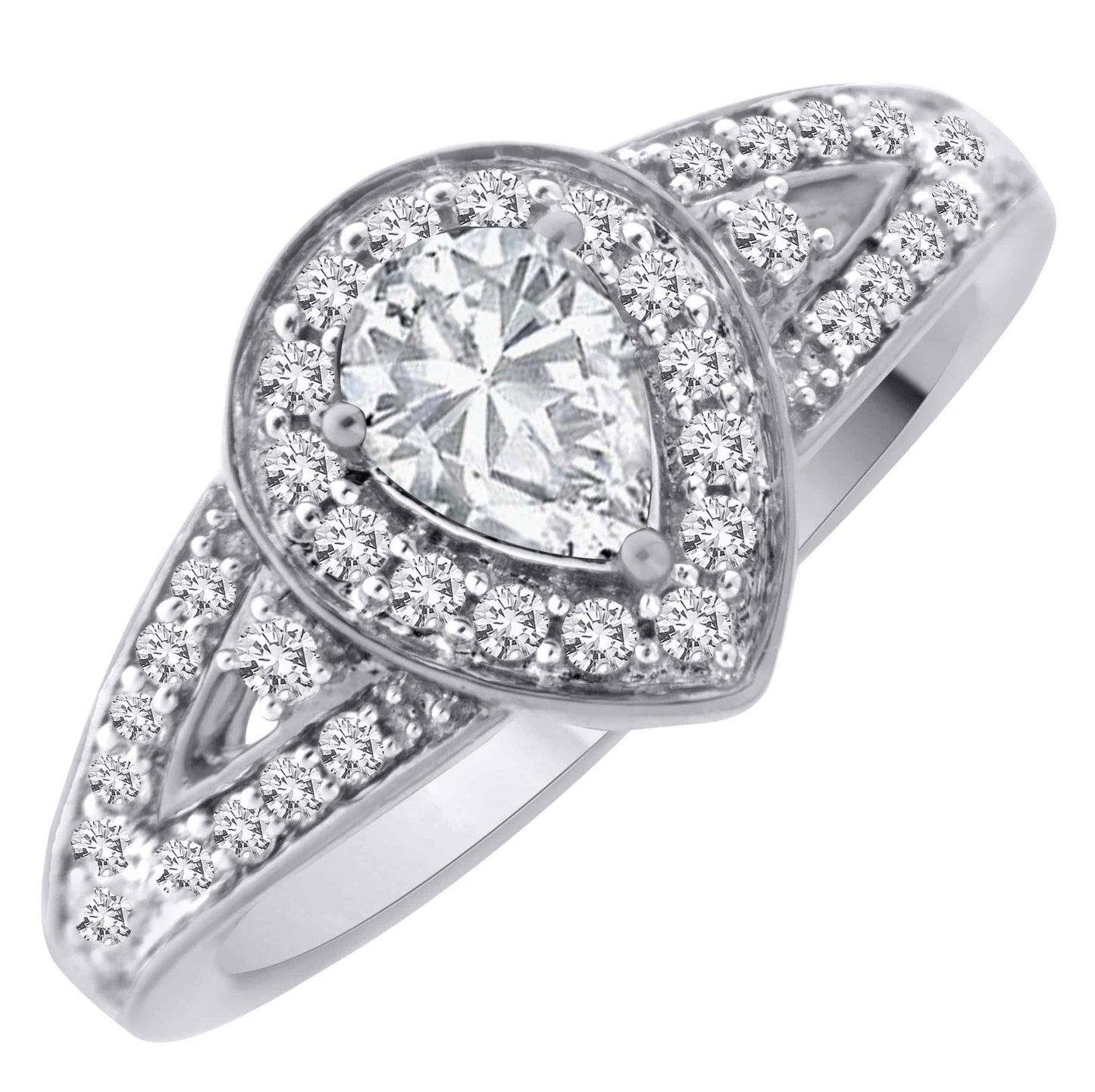 18k Pear Shaped Diamond Ring 5.54g