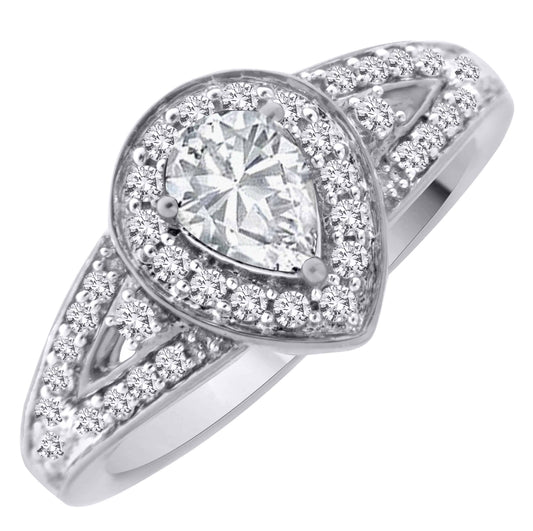 18k Pear Shaped Diamond Ring 5.54g