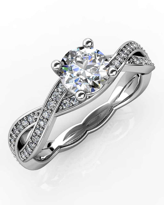 18k Twist Design Diamond Engagement Ring 4.5g