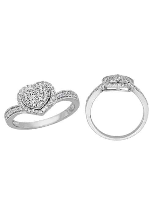 18k Diamond Cluster Heart Dress Ring 2.97g