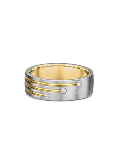 18k Rose And White Gold Diamond Mens Band 10g