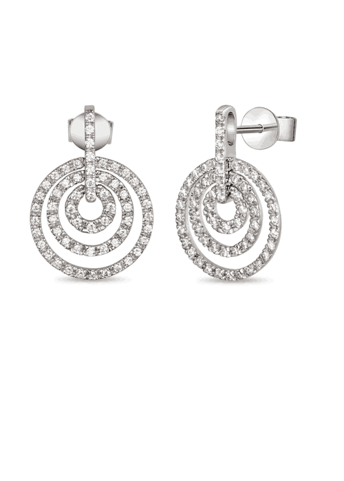 18k Circle Layered Diamond Earrings 3.12g