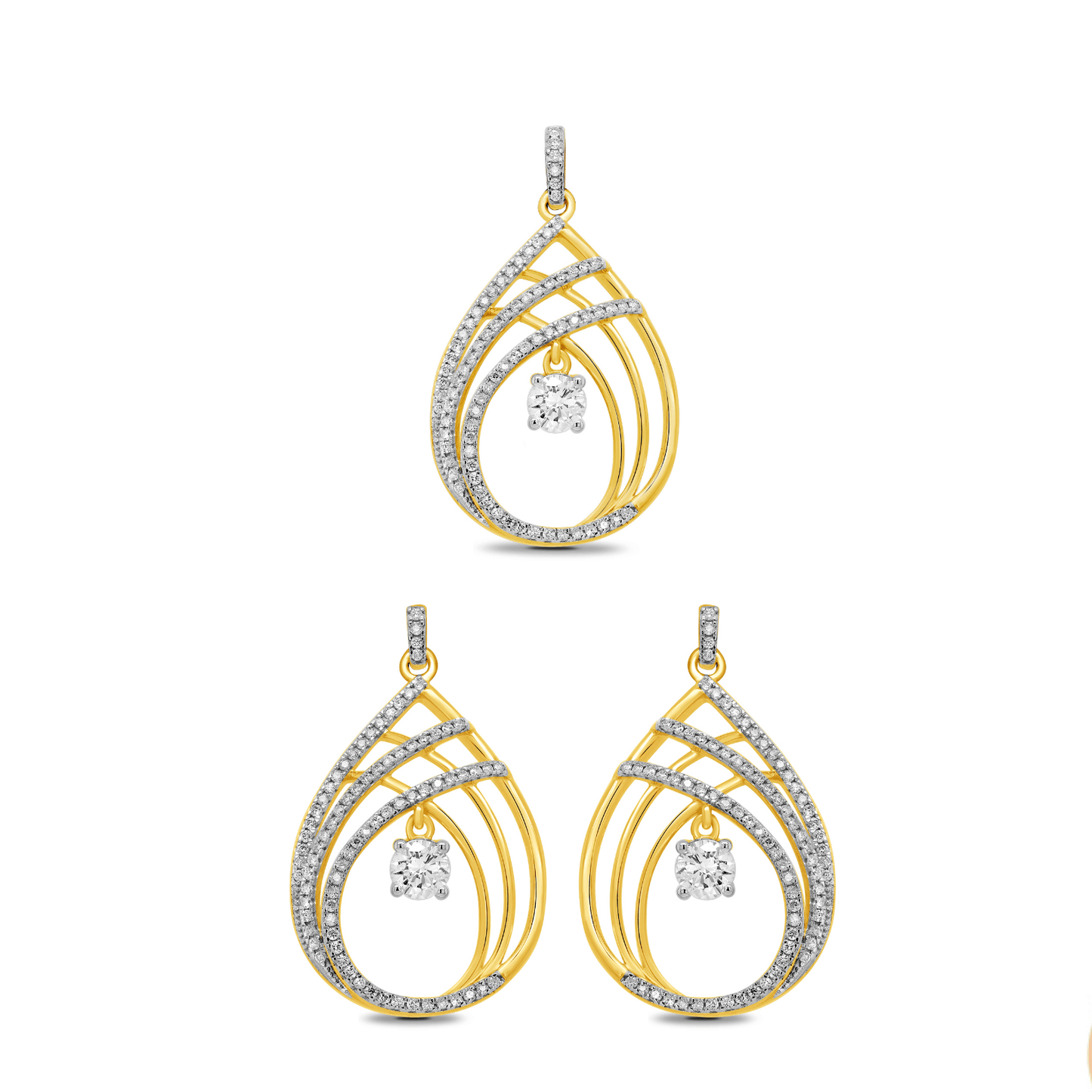 18k Diamond Tear Centre Drop Set 8g