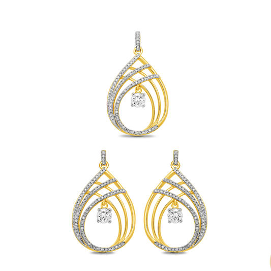 18k Diamond Tear Centre Drop Set 8g