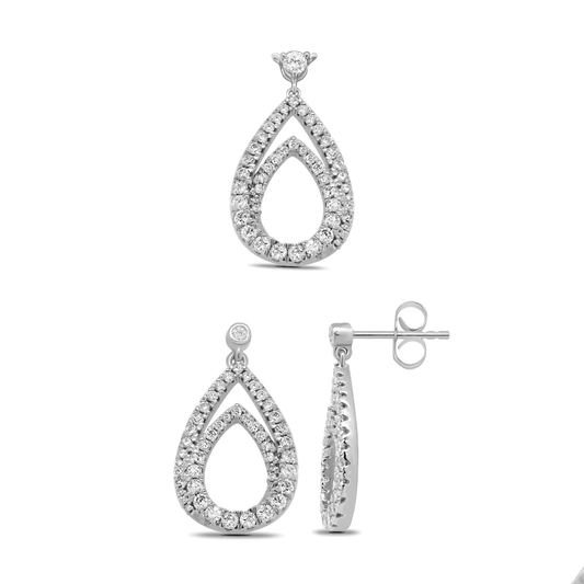 18k Diamond Tear Drop Double Layered Set 11.22g