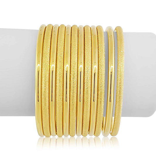 22k Glitter And Plain Set Of 12 Bangles 120g