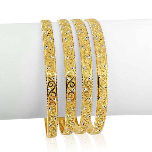 22k Two Tone Swirl Design Bangles 61g