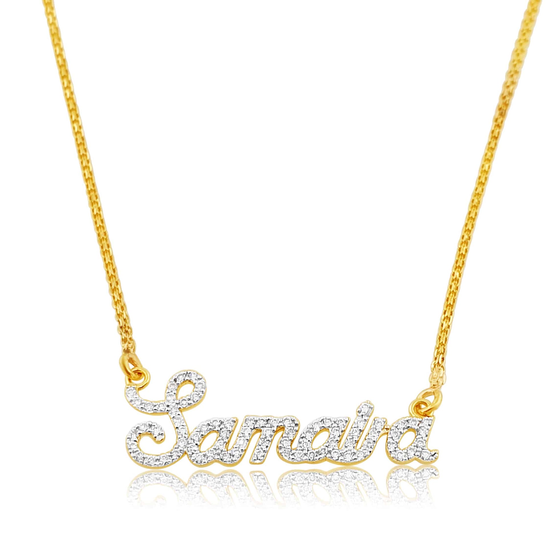 18k Diamond Nameplate Necklace 8-11g