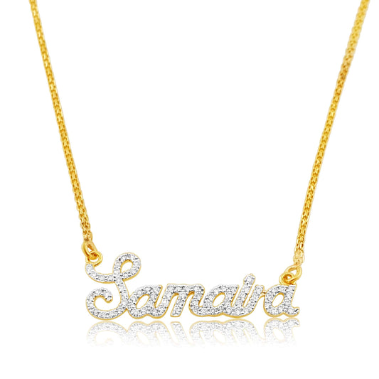 18k Diamond Nameplate Necklace 8-11g