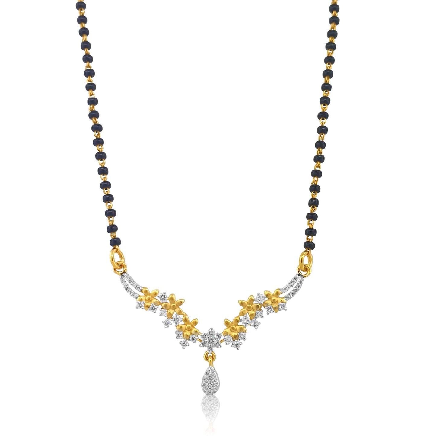 18k  Diamond Floral Drop Mangalsutra 6.26g