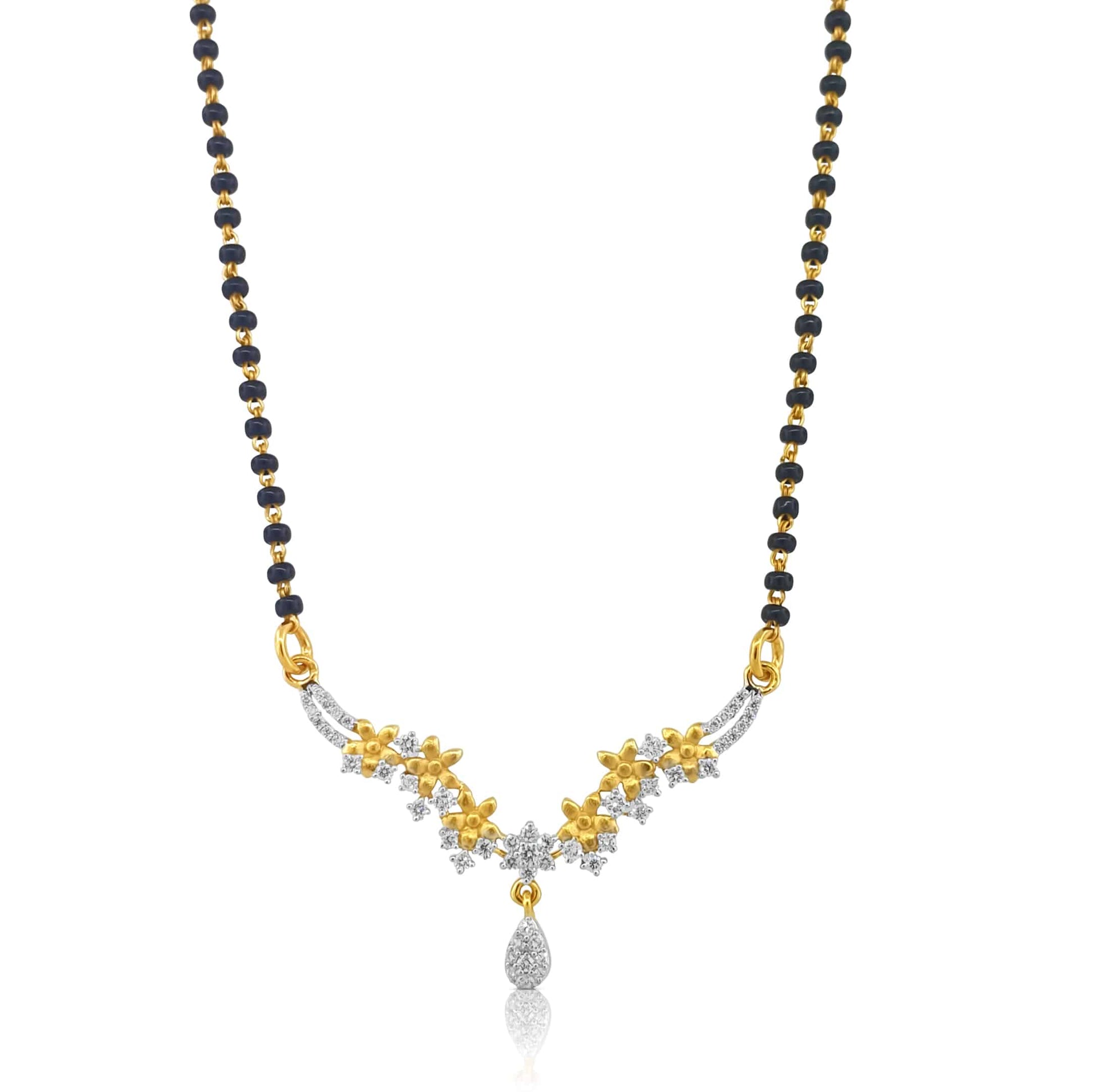 18k  Diamond Floral Drop Mangalsutra 6.26g