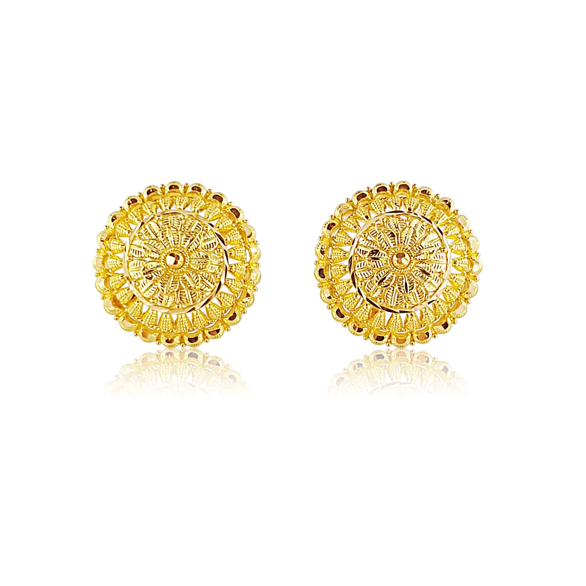 22k Round Patterned Earrings 4.01g