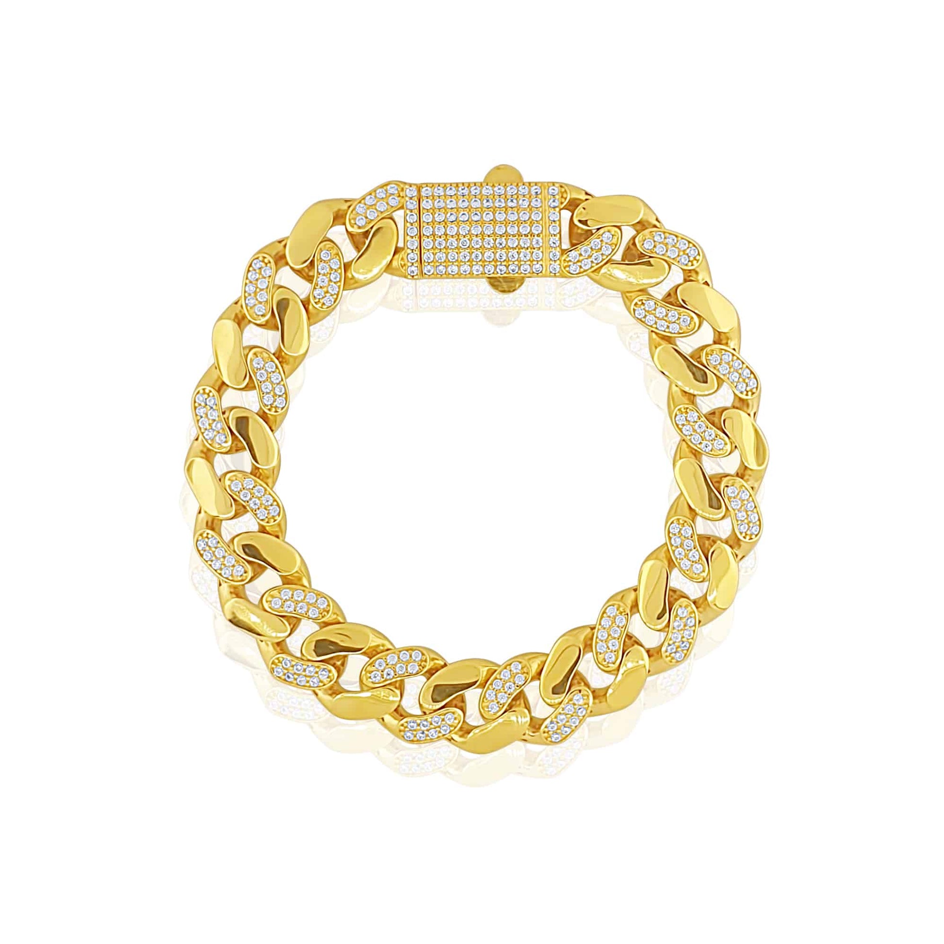 22k Curb Link Cubic Zirconia Bracelet 33g