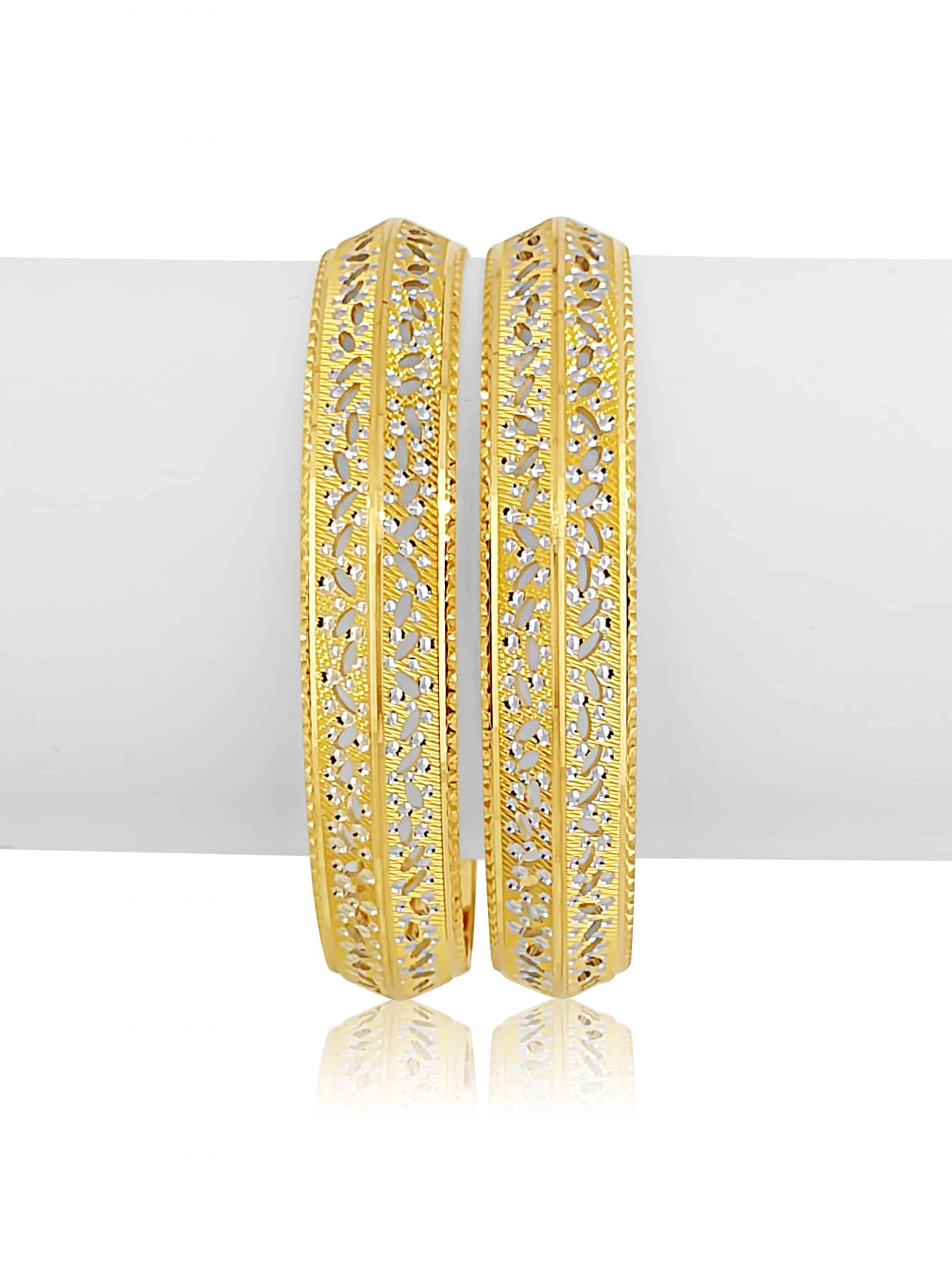 22k Wide Fancy Two Tone Bangles 57.31g